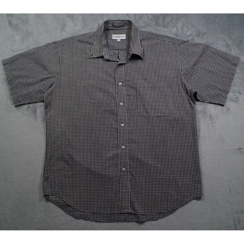 Members Only Shirt Mens‎ Size Large Black Plaid Button Down Short Sleeve Pocket